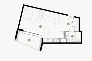 Rzut - Mieszkanie na sprzedaż 1 pokój o powierzchni 37 m² - numer II.9.3 w Tuwima Apartments