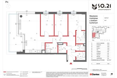Rzut - Mieszkanie na sprzedaż 4 pokoje o powierzchni 93,75 m² - numer 7 w SO.21