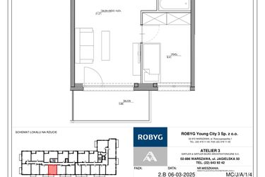 Rzut - Mieszkanie na sprzedaż 2 pokoje o powierzchni 36,15 m² - numer MC/J/A/1/4 w Modern City etap J