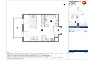 Rzut - Mieszkanie na sprzedaż 1 pokój o powierzchni 30,59 m² - numer F-10 w Apartamenty Park Matecznego Etap 2