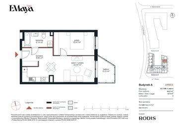 Rzut - Mieszkanie na sprzedaż 2 pokoje o powierzchni 49,27 m² - numer A2.1.M8 w EMaya