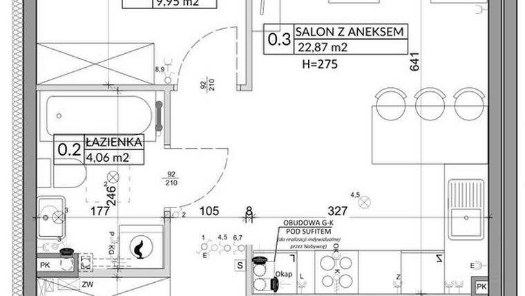 Rzut - Mieszkanie na sprzedaż 3 pokoje o powierzchni 57,39 m² - numer 69A w Osiedle Młodych etap VII