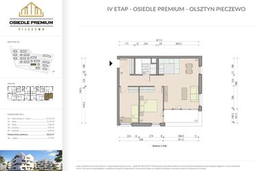Rzut - Mieszkanie na sprzedaż 3 pokoje o powierzchni 58,53 m² - numer B1.2 w Osiedle Premium etap IV