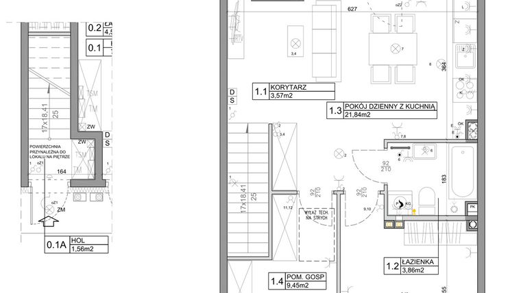 Rzut - Mieszkanie na sprzedaż 3 pokoje o powierzchni 58,82 m² - numer 108 w Manufaktura Marki 2 etap IV
