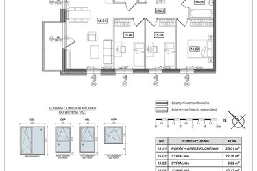 Rzut - Mieszkanie na sprzedaż 4 pokoje o powierzchni 76,74 m² - numer 8.A.15 w Urzeka bud. 8