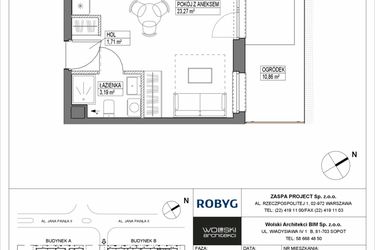 Rzut - Mieszkanie na sprzedaż 1 pokój o powierzchni 28,02 m² - numer B0M06 w Pas Startowy bud. A i B