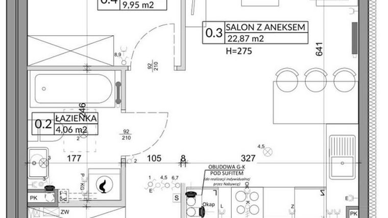 Rzut - Mieszkanie na sprzedaż 3 pokoje o powierzchni 57,39 m² - numer 60A w Osiedle Młodych etap IX