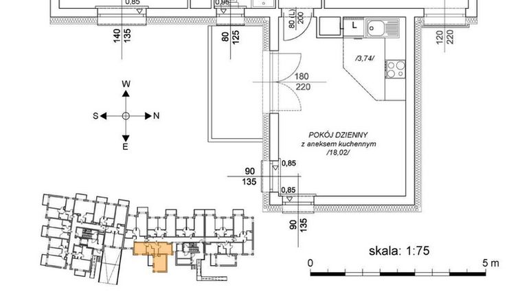Rzut - Mieszkanie na sprzedaż 3 pokoje o powierzchni 55,56 m² - numer M1 w Osiedle Mała Dziesiąta etap II