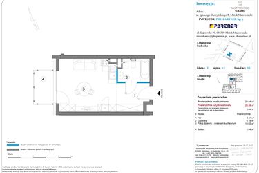 Rzut - Mieszkanie na sprzedaż 1 pokój o powierzchni 28,84 m² - numer B.1.68 w Daszyńskiego Square etap 1