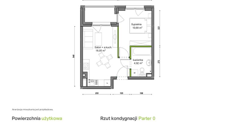 Rzut - Mieszkanie na sprzedaż 2 pokoje o powierzchni 33,65 m² - numer D1/C/02 w Orawska Vita