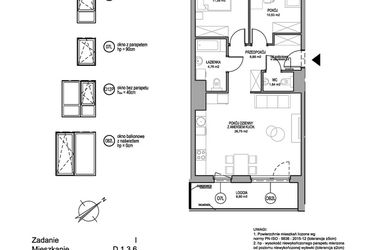 Rzut - Mieszkanie na sprzedaż 3 pokoje o powierzchni 64,04 m² - numer D.1.3.6 w Rumia Centralna