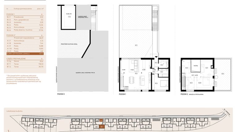 Rzut - Mieszkanie na sprzedaż 5 pokoi o powierzchni 137,4 m² - numer B.2.B9 w Łokietka Park Lane