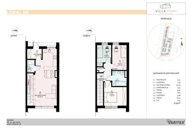 Rzut - Dom na sprzedaż 4 pokoje o powierzchni 71,55 m² - numer B6 w Villa Stoki (domy)