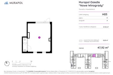 Rzut - Lokal użytkowy na sprzedaż 1 pokój o powierzchni 47,91 m² - numer H03 w Nowe Winogrady