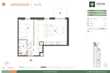 Rzut - Mieszkanie na sprzedaż 2 pokoje o powierzchni 50,08 m² - numer M.06.13 w Casa Feliz Portowa