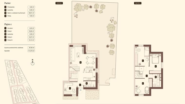Rzut - Mieszkanie na sprzedaż 5 pokoi o powierzchni 87,09 m² - numer 03.1 w Bukowa