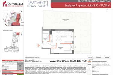 Rzut - Mieszkanie na sprzedaż 2 pokoje o powierzchni 34,39 m² - numer L51 w Apartamenty Nowy Świat - inwestycyjne