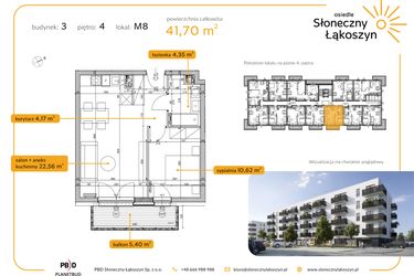 Rzut - Mieszkanie na sprzedaż 2 pokoje o powierzchni 41,7 m² - numer 3.4.8 w Osiedle Słoneczny Łąkoszyn