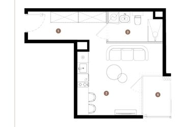 Rzut - Mieszkanie na sprzedaż 1 pokój o powierzchni 26,75 m² - numer C2.02.03 w Apartamenty Reytana