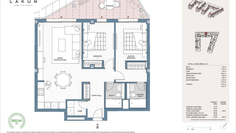 Rzut - Mieszkanie na sprzedaż 2 pokoje o powierzchni 84,3 m² - numer LK44B w Lakun