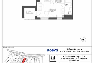 Rzut - Mieszkanie na sprzedaż 1 pokój o powierzchni 29,88 m² - numer A.11M08 w WENDY