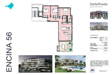 Rzut - Mieszkanie na sprzedaż 3 pokoje o powierzchni 93 m² - numer 18 w Santa Rosalía - Murcia