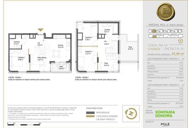 Rzut - Mieszkanie na sprzedaż 5 pokoi o powierzchni 83,99 m² - numer WKJ-LM-14 w Wola Księcia Janusza