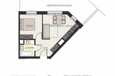 Rzut - Mieszkanie na sprzedaż 2 pokoje o powierzchni 34,93 m² - numer 54 w Osiedle Platinum III