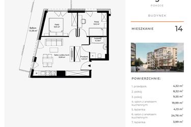 Rzut - Mieszkanie na sprzedaż 3 pokoje o powierzchni 46,31 m² - numer 14 w Bytkowska 4.0