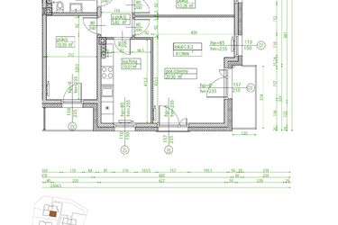 Rzut - Mieszkanie na sprzedaż 3 pokoje o powierzchni 61,33 m² - numer C.II.2 w Villa Rosenthal