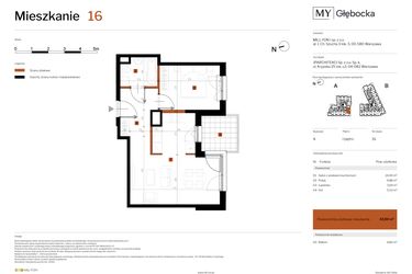 Rzut - Mieszkanie na sprzedaż 2 pokoje o powierzchni 43,5 m² - numer 16 w MY Głębocka