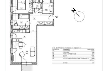 Rzut - Mieszkanie na sprzedaż 3 pokoje o powierzchni 69,7 m² - numer I.M18 w Osiedle Glivia Zachodnia