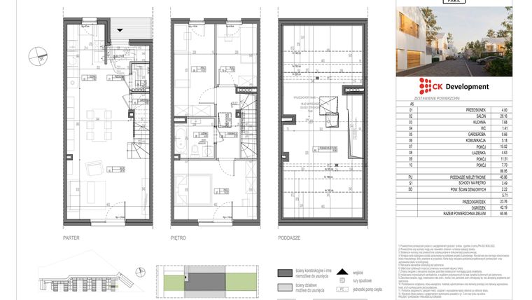 Rzut - Dom na sprzedaż 4 pokoje o powierzchni 86,95 m² - numer A.5 w Nova Wola Park
