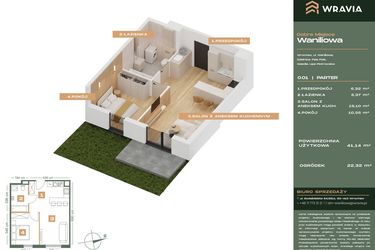 Rzut - Mieszkanie na sprzedaż 2 pokoje o powierzchni 41,14 m² - numer L.0-1 w Dobre Miejsce Waniliowa
