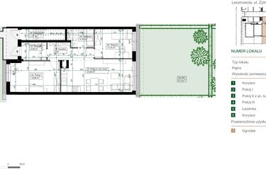 Rzut - Mieszkanie na sprzedaż 3 pokoje o powierzchni 66,23 m² - numer 18.1 w Green Ville