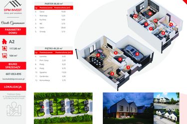 Rzut - Dom na sprzedaż 4 pokoje o powierzchni 117,8 m² - numer A2 w Osiedle Cynamonowe