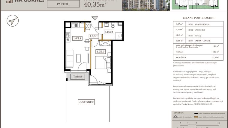 Rzut - Mieszkanie na sprzedaż 2 pokoje o powierzchni 39,29 m² - numer M3 w Osiedle Na Górnej etap V