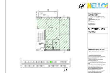Rzut - Mieszkanie na sprzedaż 3 pokoje o powierzchni 57,76 m² - numer B5.2 w HELLO! KUKUŁKI bud. B