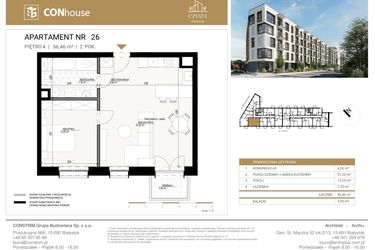 Rzut - Mieszkanie na sprzedaż 3 pokoje o powierzchni 56,46 m² - numer 26 w Czysta Premium