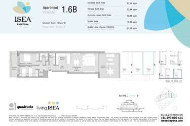 Rzut - Mieszkanie na sprzedaż 2 pokoje o powierzchni 76,39 m² - numer 1.6B w Isea - Estepona