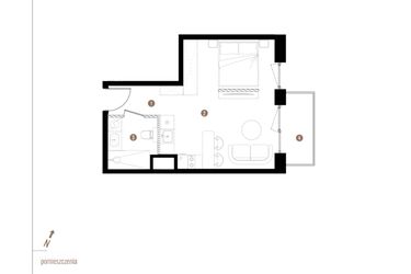 Rzut - Mieszkanie na sprzedaż 1 pokój o powierzchni 31,29 m² - numer A2.4.08 w Apartamenty Grundmanna