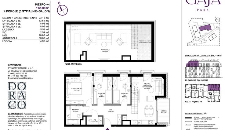 Rzut - Mieszkanie na sprzedaż 4 pokoje o powierzchni 112,3 m² - numer A.32 w Gaja Park