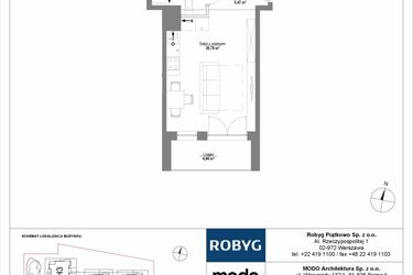 Rzut - Mieszkanie na sprzedaż 1 pokój o powierzchni 30,68 m² - numer 1M09 w Początek Piątkowo bud. I