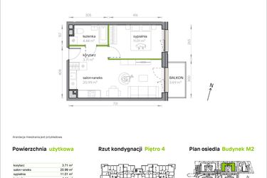 Rzut - Mieszkanie na sprzedaż 2 pokoje o powierzchni 40,15 m² - numer M2/1/4/41 w Przy Parku Vita