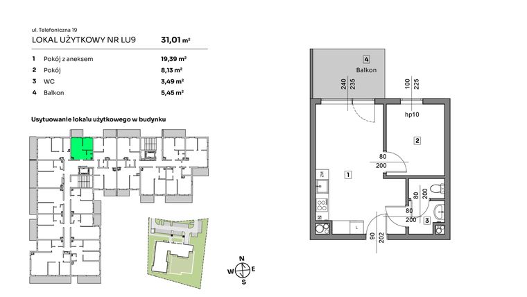 Rzut - Mieszkanie na sprzedaż 2 pokoje o powierzchni 31,01 m² - numer L.U.9 w Nova Radiostacja - apartamenty inwestycyjne