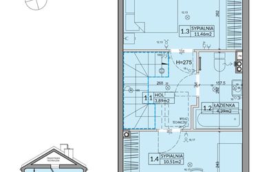 Rzut - Dom na sprzedaż 3 pokoje o powierzchni 65,67 m² - numer 98B w Nova Magdalenka 7 etap VII-VIII
