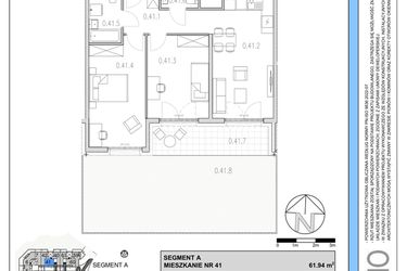 Rzut - Mieszkanie na sprzedaż 3 pokoje o powierzchni 61,72 m² - numer 41 w Osiedle Solne etap II