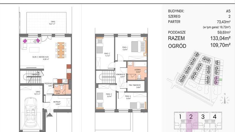 Rzut - Dom na sprzedaż 5 pokoi o powierzchni 133,04 m² - numer A5/2 w ATOM Park