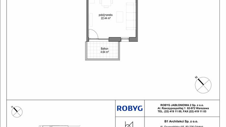 Rzut - Mieszkanie na sprzedaż 1 pokój o powierzchni 29,31 m² - numer A.1M06 w Kobieli 4