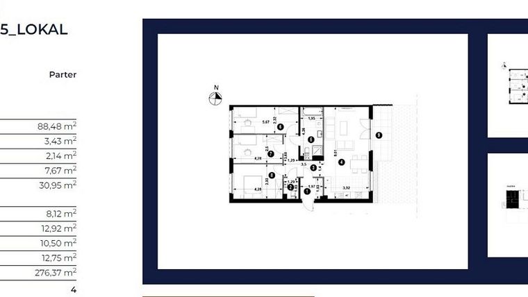 Rzut - Mieszkanie na sprzedaż 4 pokoje o powierzchni 89,38 m² - numer 15A w Nowa Winnica